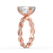 The Elysande Ring – Emerald Solitaire with Braided Band in 14K White Gold and Rose Gold – The Jewel Concierge