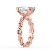 The Elysande Ring – Radiant Solitaire with Braided Band in 14K White Gold and Rose Gold – The Jewel Concierge