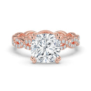 The Elysande Ring – Cushion Solitaire with Braided Pavé Band – The Jewel Concierge