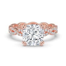 The Elysande Ring - Cushion Solitaire with Braided Pavé Band