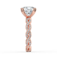 The Elysande Ring - Cushion Solitaire with Braided Pavé Band