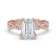 The Elysande Ring – Emerald Solitaire with Braided Pavé Band – The Jewel Concierge
