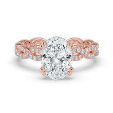 The Elysande Ring - Oval Solitaire with Braided Pavé Band