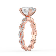 The Elysande Ring - Oval Solitaire with Braided Pavé Band