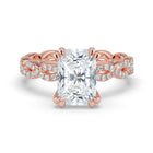 The Elysande Ring — Radiant Solitaire with Braided Pavé Band Lab-Grown Diamond Engagement Ring in Rose Gold | The Jewel Concierge