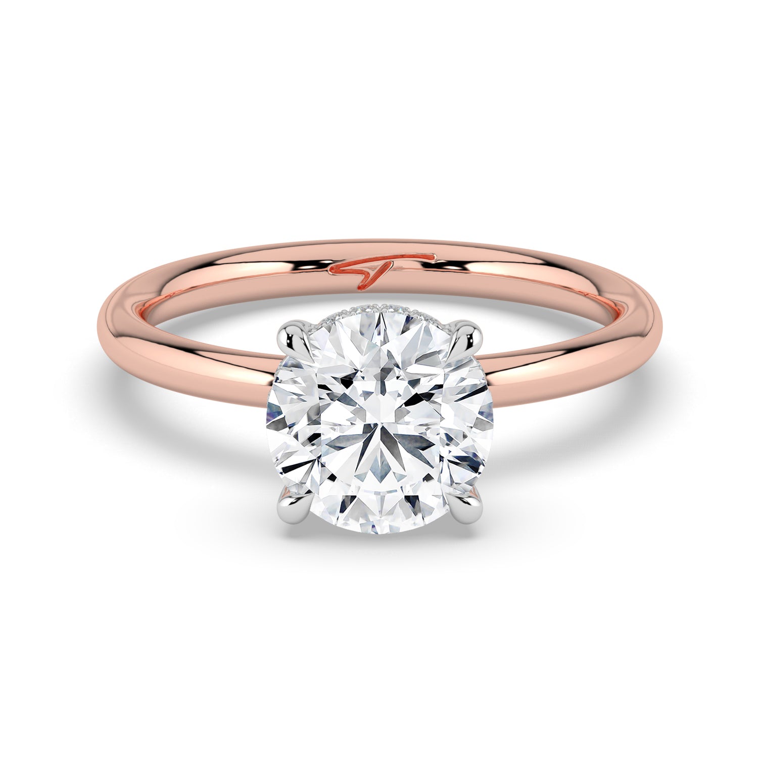 The Celeste Ring - 4 Claw Round Solitaire with Hidden Halo