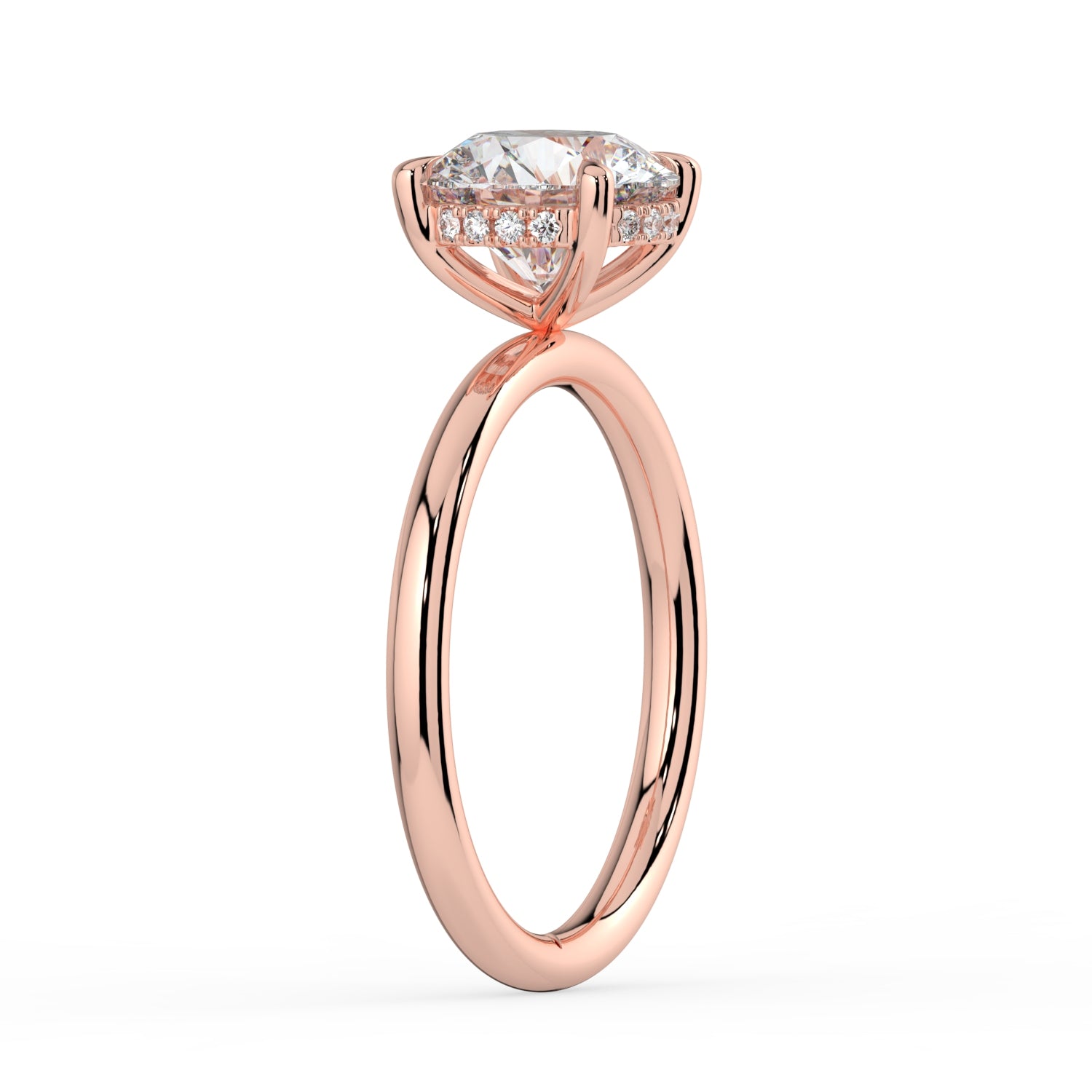 The Celeste Ring - 4 Claw Round Solitaire with Hidden Halo