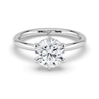 The Celeste Ring - 6 Claw Round Solitaire with Hidden Halo