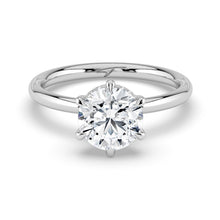 The Celeste Ring - 6 Claw Round Solitaire with Hidden Halo