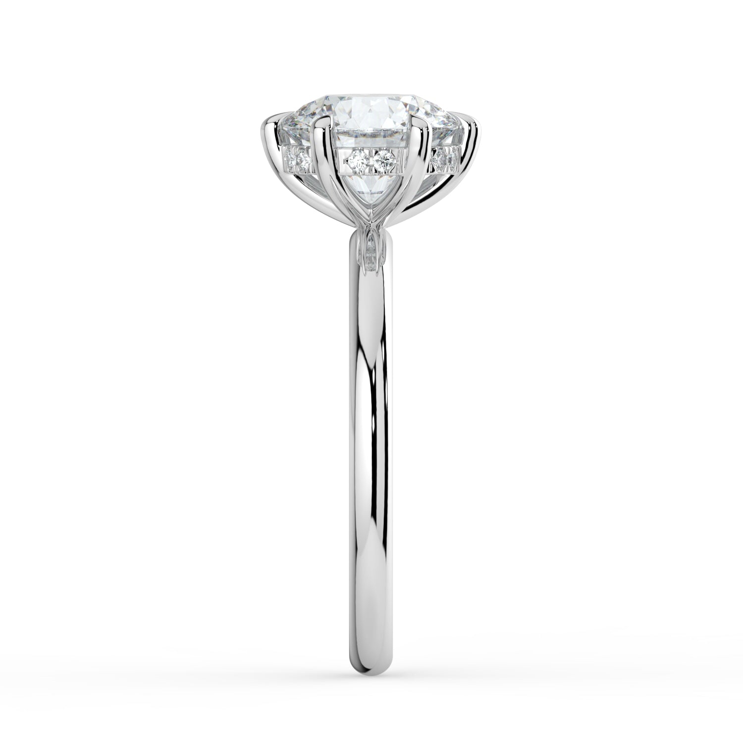 The Celeste Ring - 6 Claw Round Solitaire with Hidden Halo