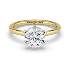 The Celeste Ring - 6 Claw Round Solitaire with Hidden Halo