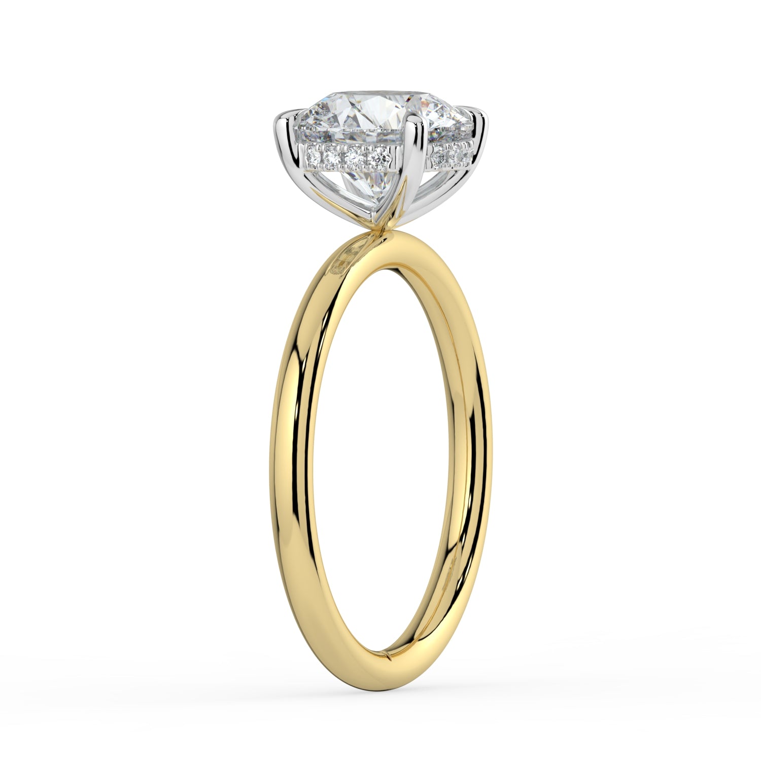 The Celeste Ring - 4 Claw Round Solitaire with Hidden Halo