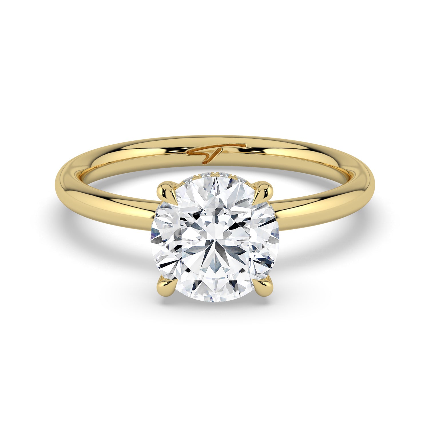 The Celeste Ring - 4 Claw Round Solitaire with Hidden Halo