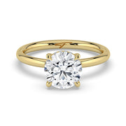 The Celeste Ring — 4 Claw Round Solitaire with Hidden Halo Lab-Grown Diamond Engagement Ring in Yellow Gold | The Jewel Concierge