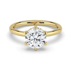 The Celeste Ring - 6 Claw Round Solitaire with Hidden Halo