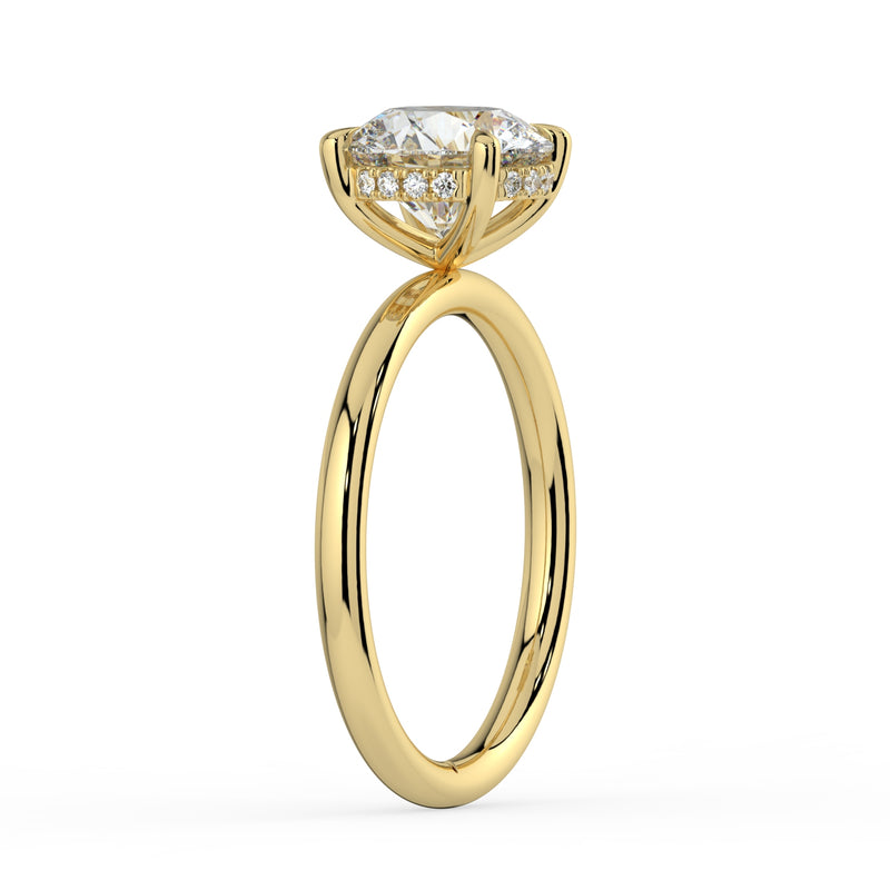 The Celeste Ring - 4 Claw Round Solitaire with Hidden Halo