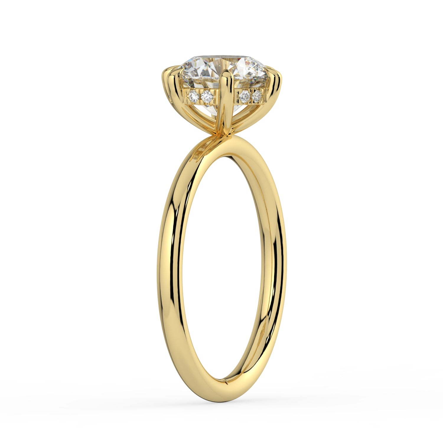 The Celeste Ring - 6 Claw Round Solitaire with Hidden Halo