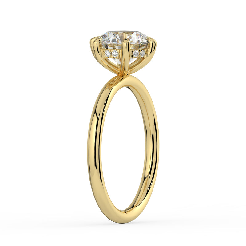 The Celeste Ring - 6 Claw Round Solitaire with Hidden Halo