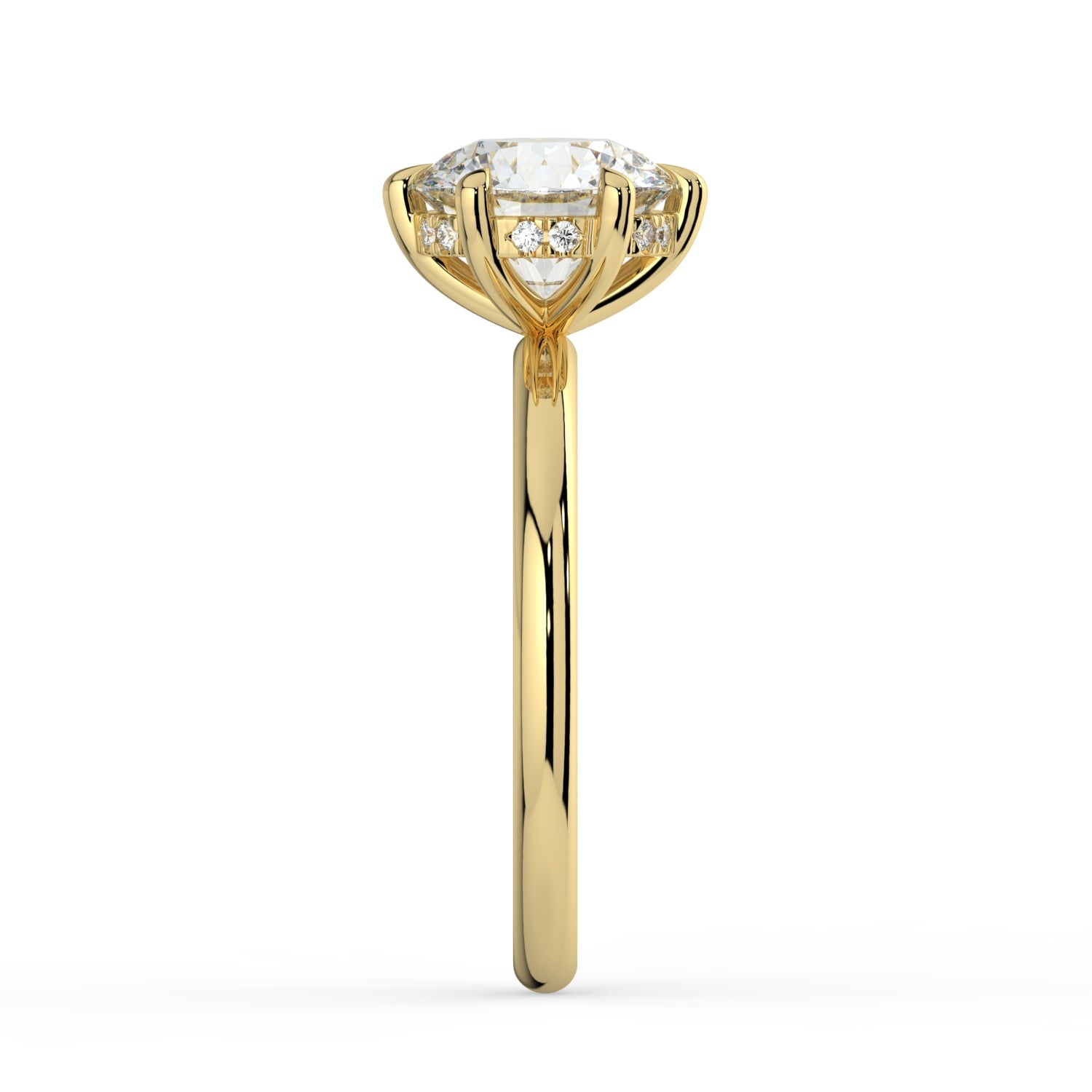 The Celeste Ring - 6 Claw Round Solitaire with Hidden Halo