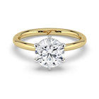 The Celeste Ring — 6 Claw Round Solitaire with Hidden Halo Lab-Grown Diamond Engagement Ring in Two-Tone Yellow and White Gold | The Jewel Concierge