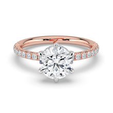 The Phoenix Ring - 6 Claw Round Solitaire with Hidden Halo & Pavé Band
