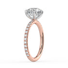 The Phoenix Ring - 6 Claw Round Solitaire with Hidden Halo & Pavé Band