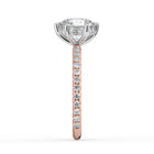 The Phoenix Ring - 6 Claw Round Solitaire with Hidden Halo & Pavé Band