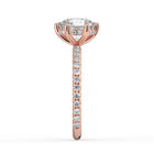 The Phoenix Ring - 6 Claw Round Solitaire with Hidden Halo & Pavé Band