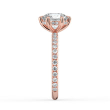 The Phoenix Ring - 6 Claw Round Solitaire with Hidden Halo & Pavé Band
