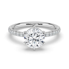 The Phoenix Ring - 6 Claw Round Solitaire with Hidden Halo & Pavé Band