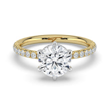The Phoenix Ring - 6 Claw Round Solitaire with Hidden Halo & Pavé Band