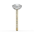 The Phoenix Ring - 6 Claw Round Solitaire with Hidden Halo & Pavé Band