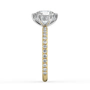 The Phoenix Ring — 6 Claw Round Solitaire with Hidden Halo & Pavé Band Lab-Grown Diamond Engagement Ring in Two-Tone Yellow and White Gold | The Jewel Concierge
