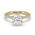 The Phoenix Ring - 6 Claw Round Solitaire with Hidden Halo & Pavé Band