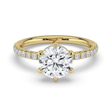 The Phoenix Ring - 6 Claw Round Solitaire with Hidden Halo & Pavé Band