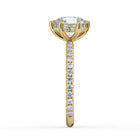 The Phoenix Ring - 6 Claw Round Solitaire with Hidden Halo & Pavé Band
