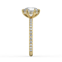 The Phoenix Ring - 6 Claw Round Solitaire with Hidden Halo & Pavé Band