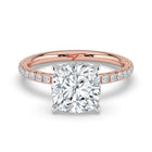 The Phoenix Ring - Cushion Solitaire with Hidden Halo & Pavé Band
