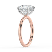 The Celeste Ring — Cushion Solitaire with Hidden Halo Lab-Grown Diamond Engagement Ring in Two-Tone Rose and White Gold | The Jewel Concierge