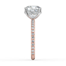 The Phoenix Ring - Cushion Solitaire with Hidden Halo & Pavé Band