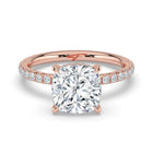 The Phoenix Ring - Cushion Solitaire with Hidden Halo & Pavé Band
