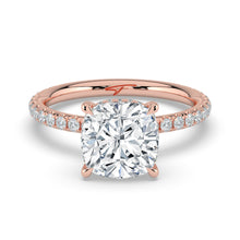 The Phoenix Ring - Cushion Solitaire with Hidden Halo & Pavé Band