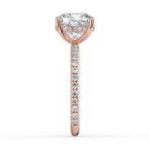 The Phoenix Ring - Cushion Solitaire with Hidden Halo & Pavé Band