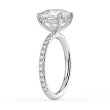 The Phoenix Ring - Cushion Solitaire with Hidden Halo & Pavé Band