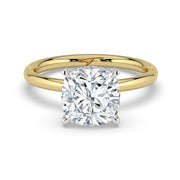 The Celeste Ring — Cushion Solitaire with Hidden Halo Lab-Grown Diamond Engagement Ring in Two-Tone Yellow and White Gold | The Jewel Concierge