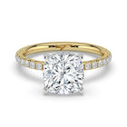 The Phoenix Ring - Cushion Solitaire with Hidden Halo & Pavé Band