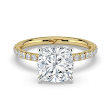 The Phoenix Ring - Cushion Solitaire with Hidden Halo & Pavé Band