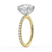 The Phoenix Ring — Cushion Solitaire with Hidden Halo & Pavé Band Lab-Grown Diamond Engagement Ring in Two-Tone Yellow and White Gold | The Jewel Concierge