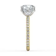The Phoenix Ring — Cushion Solitaire with Hidden Halo & Pavé Band Lab-Grown Diamond Engagement Ring in Two-Tone Yellow and White Gold | The Jewel Concierge