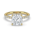 The Phoenix Ring - Cushion Solitaire with Hidden Halo & Pavé Band